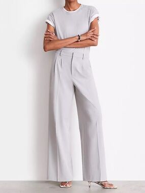 LOFT Light Gray Wide-Leg Dress Pants
